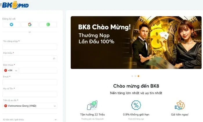 Điền đầy đủ thông tin đăng ký